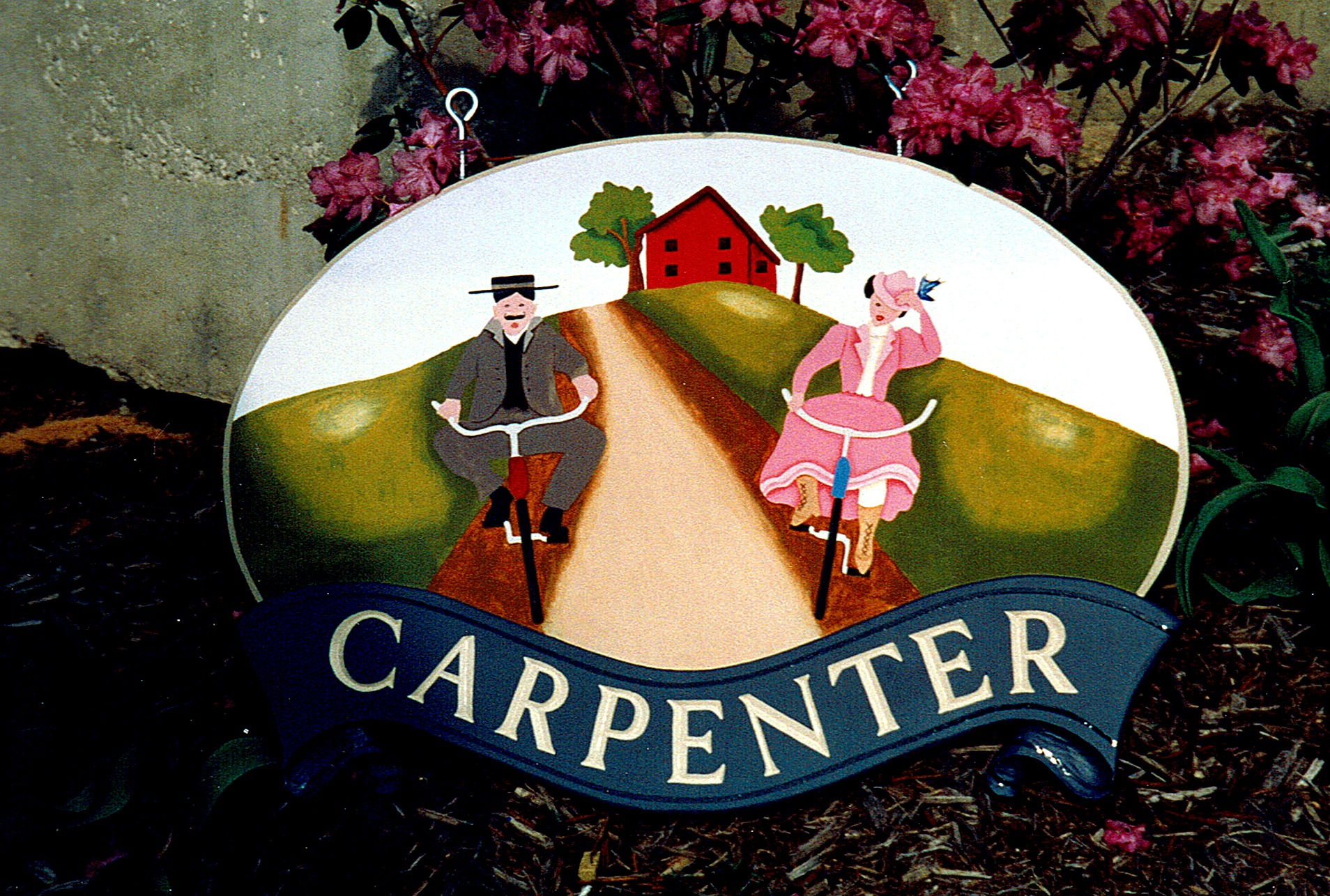 Folk Art Sign — Country Road Scene