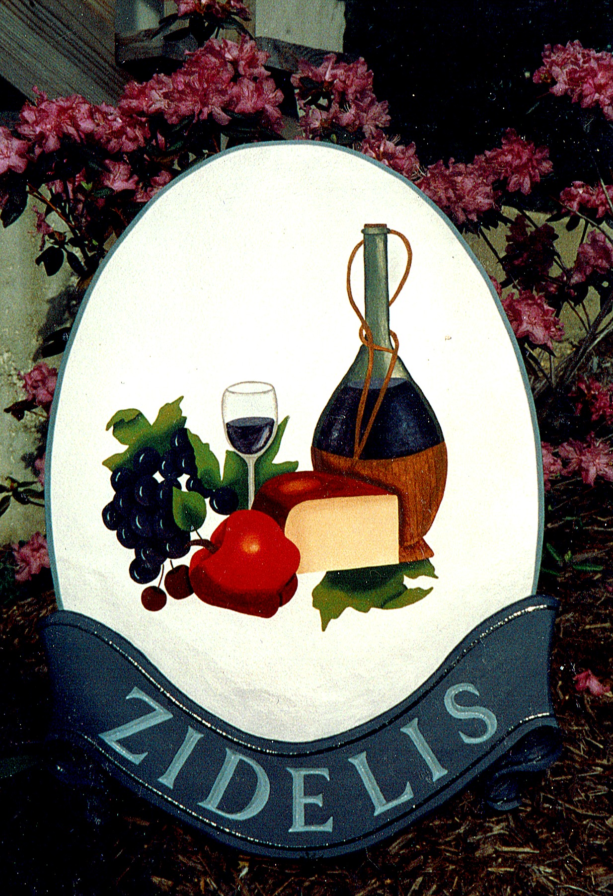 Wine & Cheese Sign — Still Life Oval