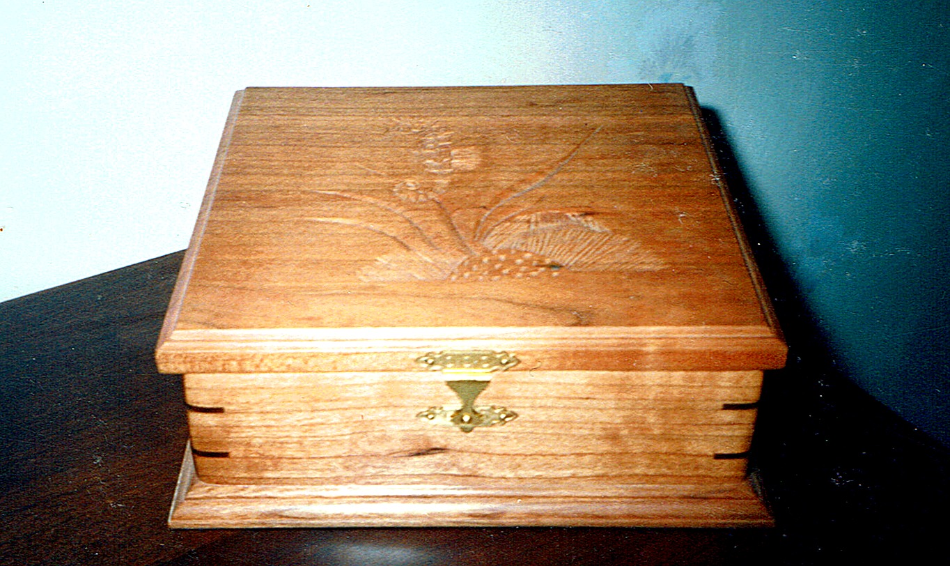 Carved Floral Box — Brass Clasp Detail