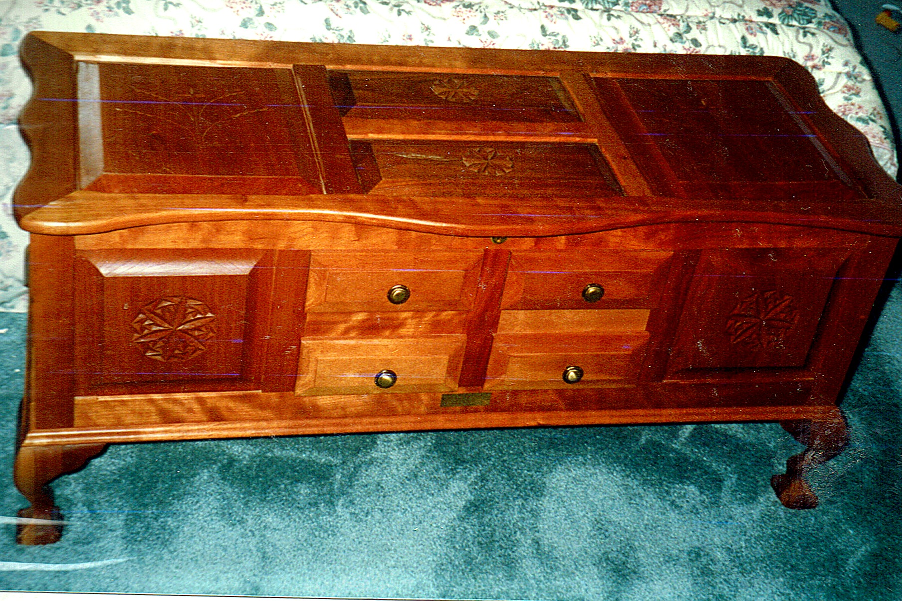 Cedar Chest — Cherry with Carved Rosettes