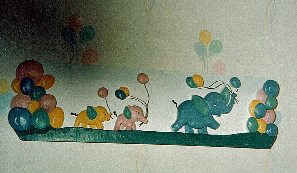 Nursery Wall Shelf — Elephants & Balloons