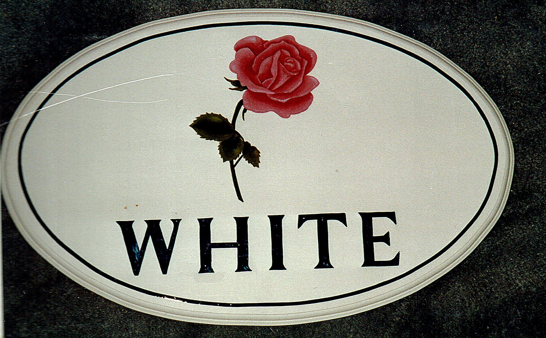 Oval Name Sign — Painted Rose Detail
