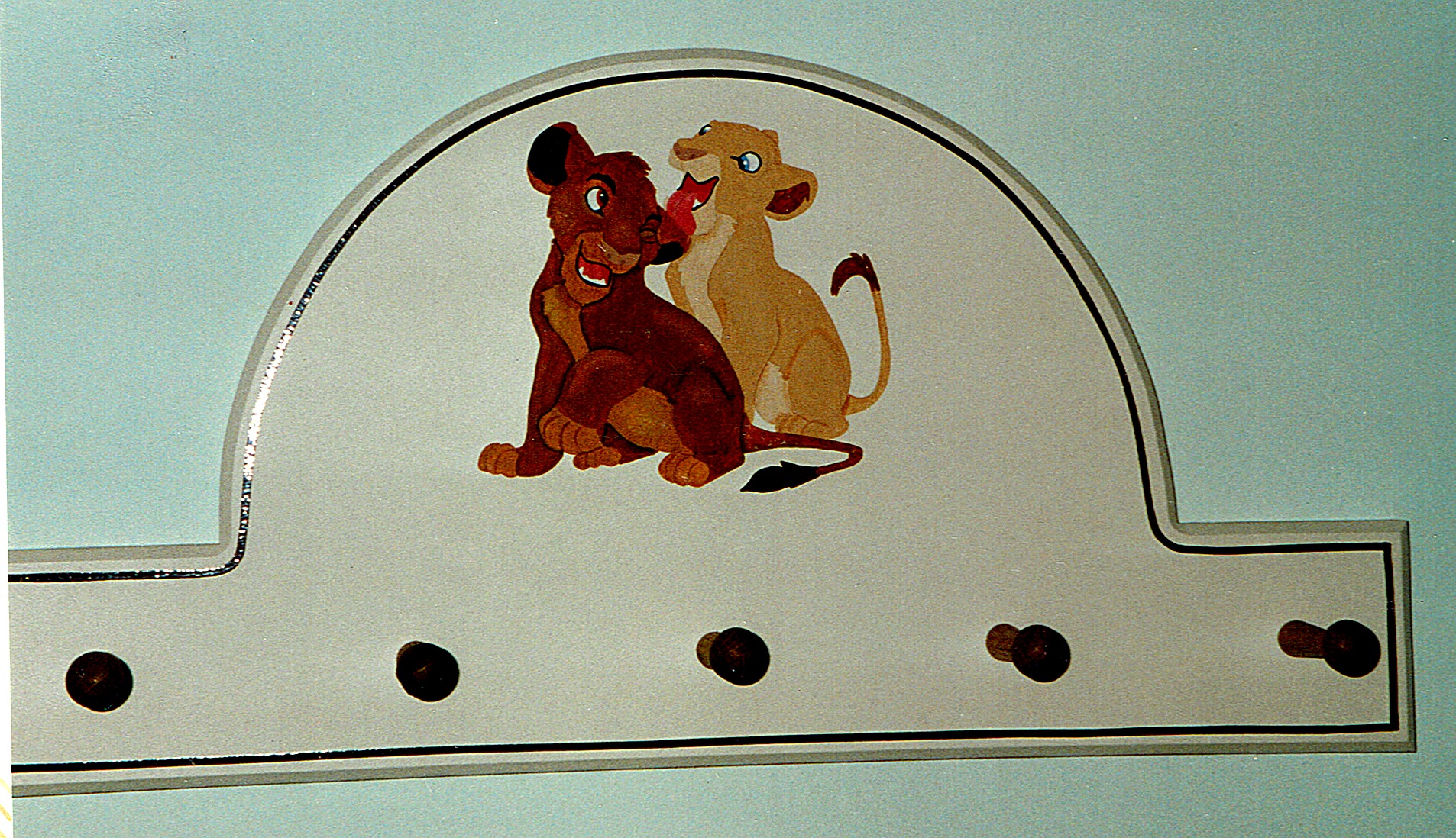 Lion Cubs Coat Rack — Arched with Pegs