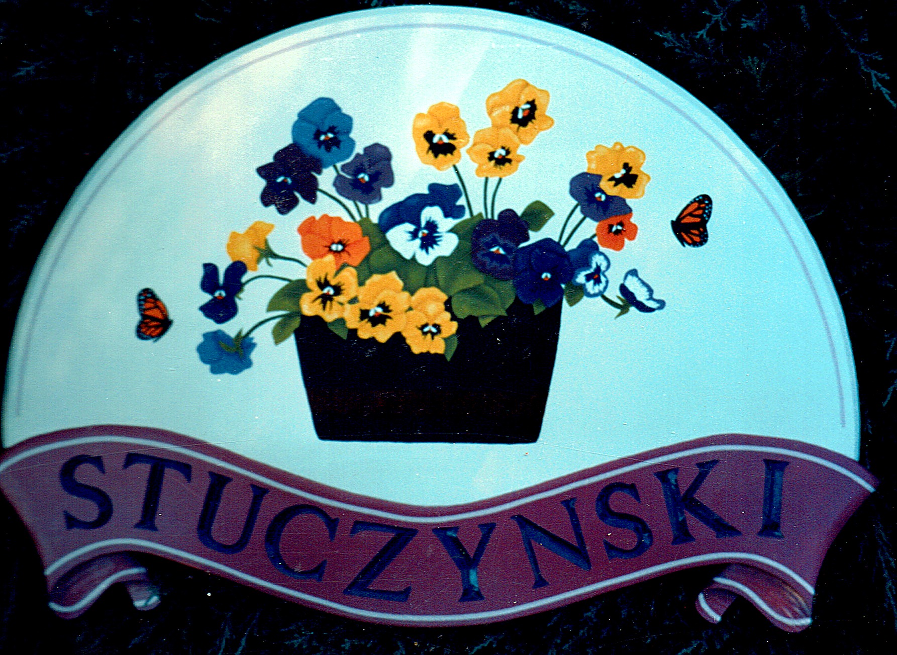 Floral Round Sign — Pansies & Butterflies