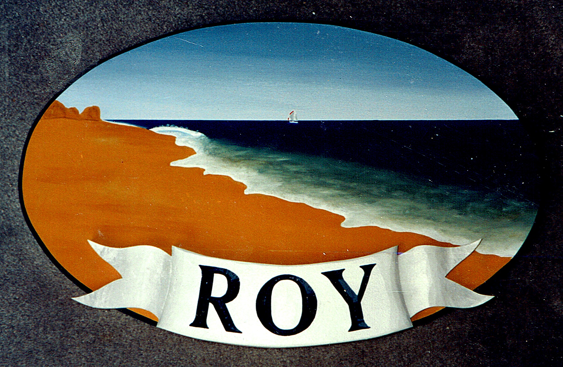 Beach Scene Sign — Oval Ocean View