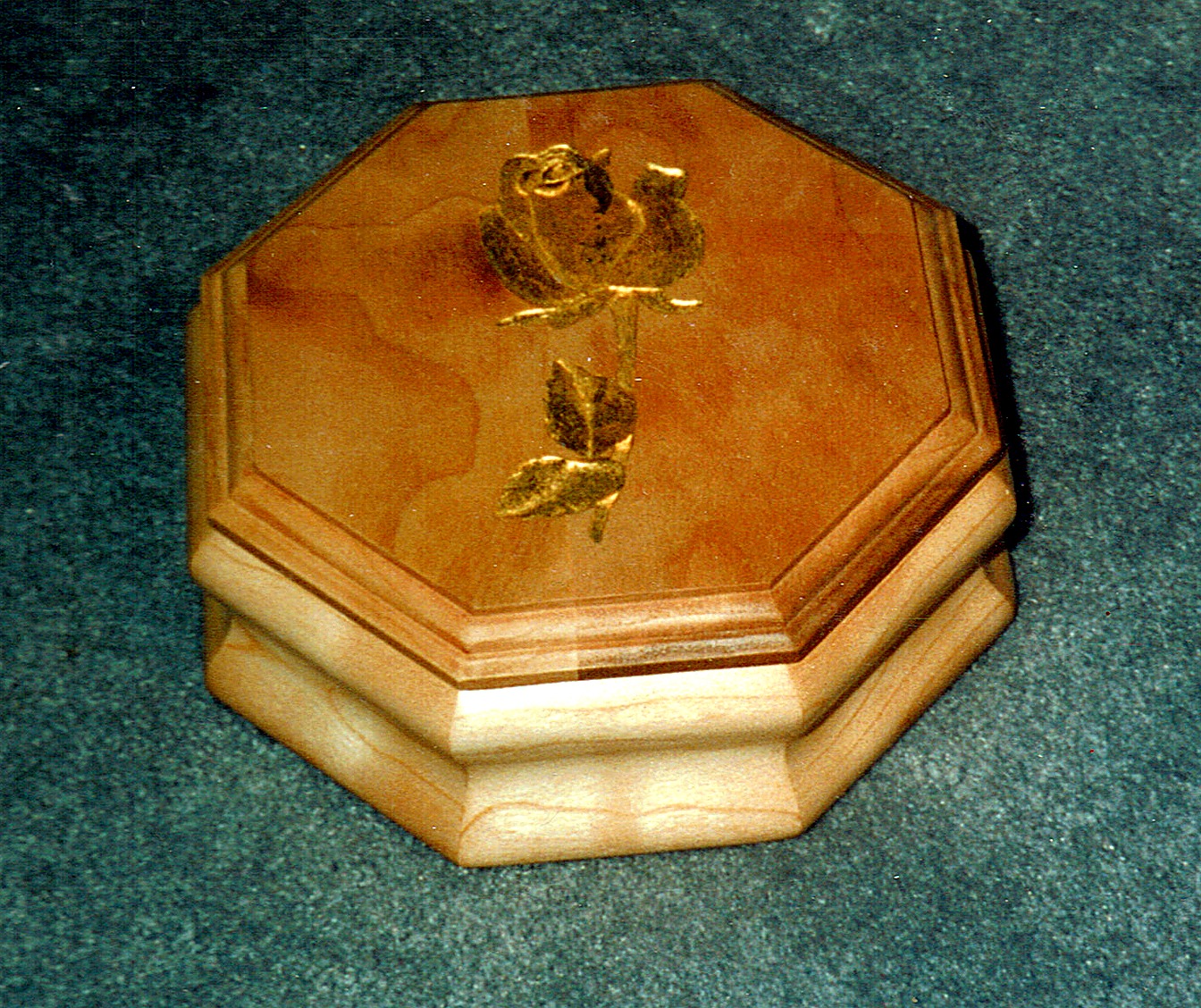 Jewelry Box — Octagonal with Carved Rose