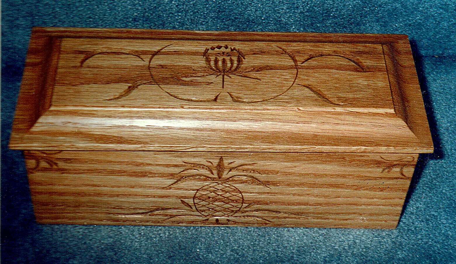 Carved Keepsake Box — Oak with Pineapple Motif